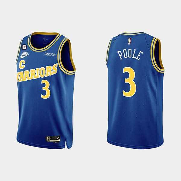 Mens Golden State Warriors #3 Jordan Poole 2022-23 Blue With No.6 Patch Stitched Basketball Jersey Dzhi->golden state warriors->NBA Jersey